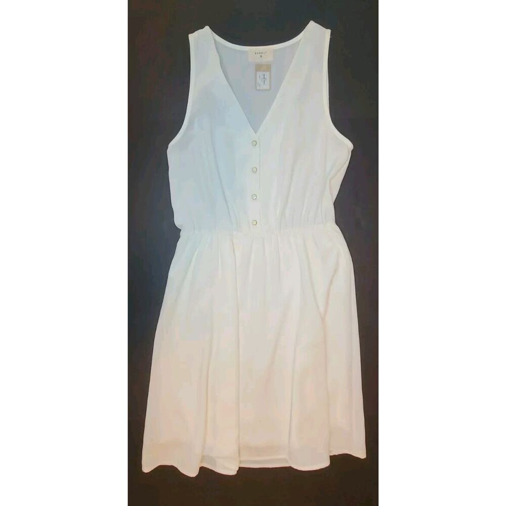 NWT Everly Anthropologie Fit and Flare White Tank Mini Dress Size Small